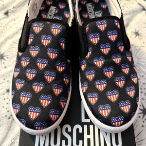 Love Moschino Black and Red Heart Flats